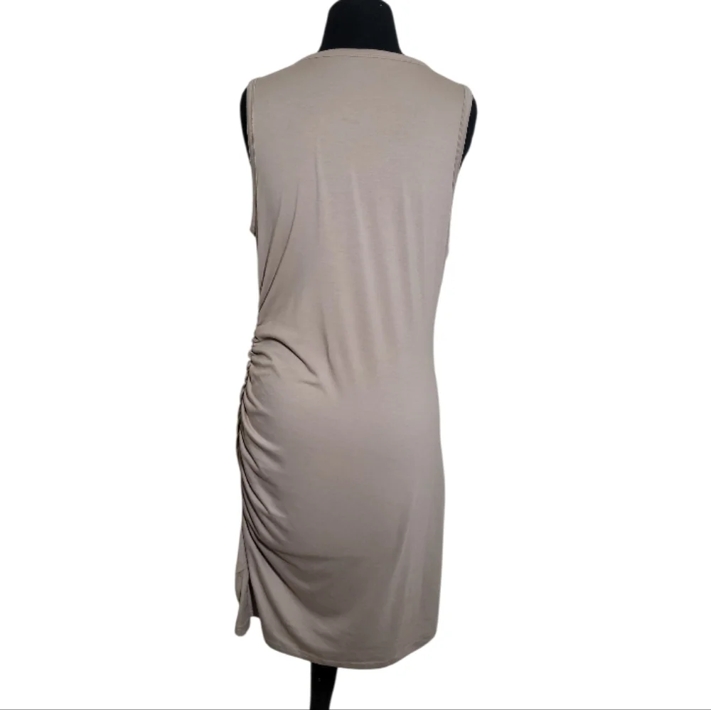 FIRM PRICE Shein tan sleeveless crew neck ruched side dress size XL - Picture 2 of 9